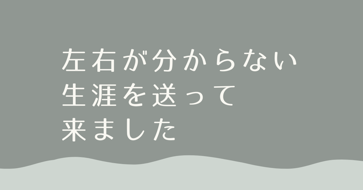 左右が分からない生涯を送って来ました 俺の黒雑記 仮